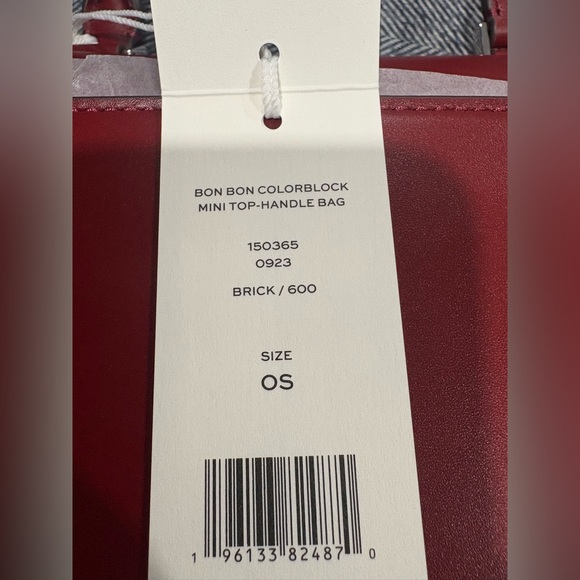 Tory Burch Bon Bon Color Block Mini Top Handle Bag | brick color - Picture 7 of 7